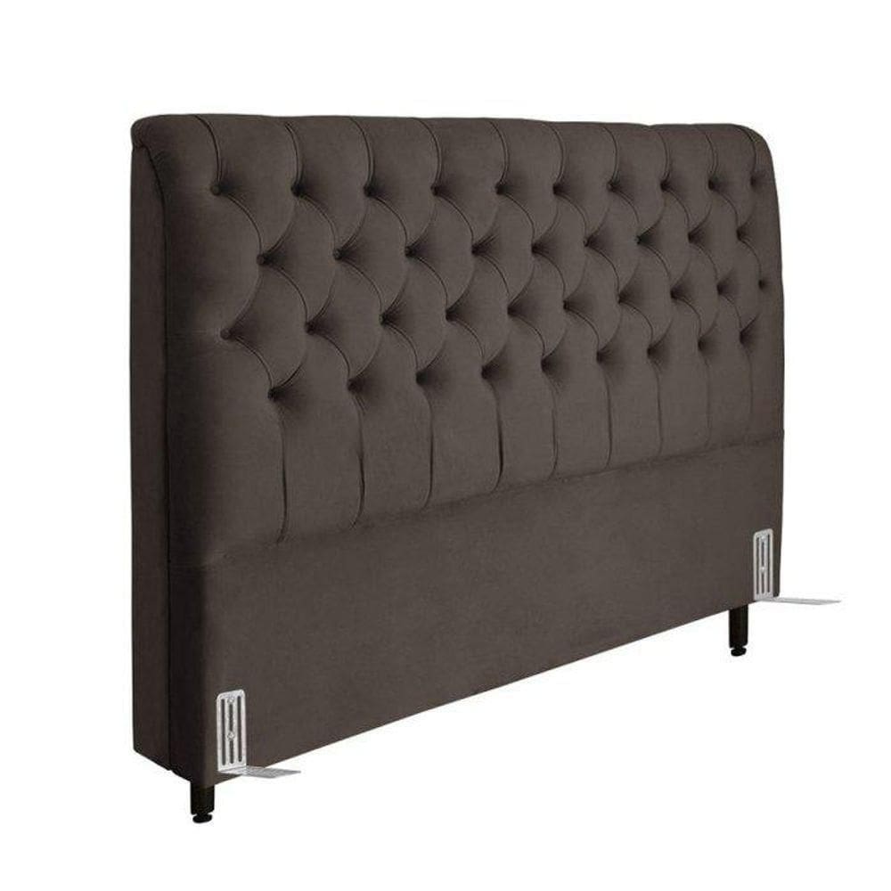 Cabeceira De Cama Box Casal 138cm Pádua Veludo Marrom