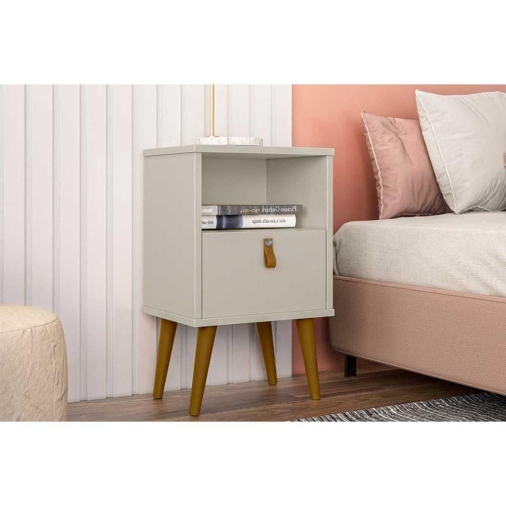 Mesa Cabeceira Búzios C- 1 Gaveta E 1 Nicho Off White - Linea