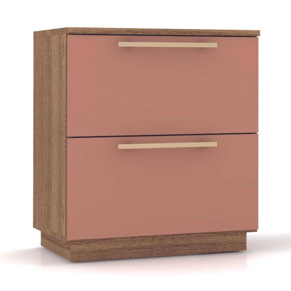 Mesa De Cabeceira Dubai 2 Gavetas 50 Cm Vila Rica Cor:nature Camarim