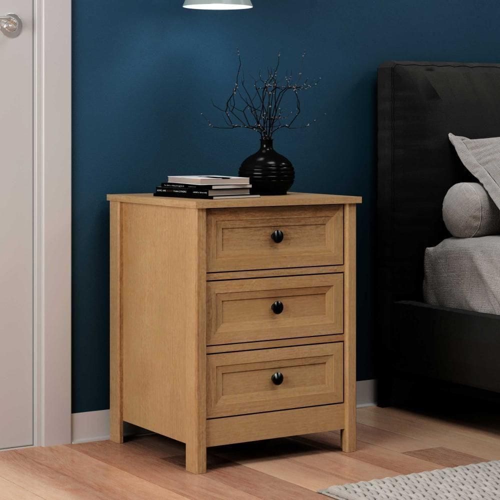 Mesa De Cabeceira Ditália 3 Gavetas -111 Carvalho