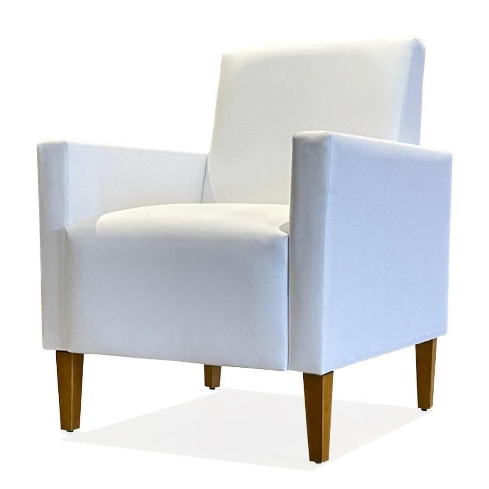 Poltrona Decorativa Para Sala Pé Madeira Gabi Corino Branco - Phoenix