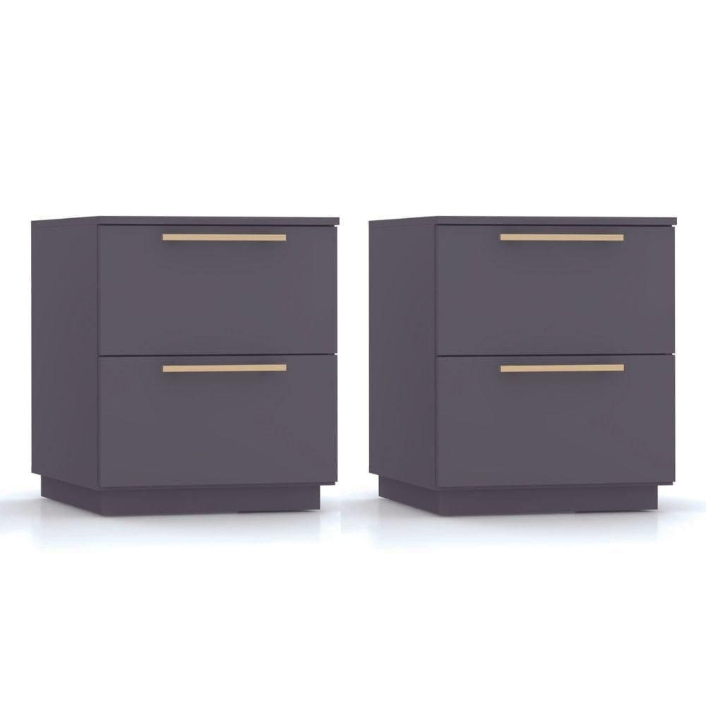 Kit 2 Mesas De Cabeceira Dubai 2 Gavetas Alasca Vr