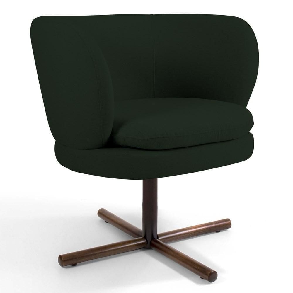 Poltrona Decorativa Sala De Estar Melissa Base Xis Giratória Veludo C-303 Verde Musgo - Domi