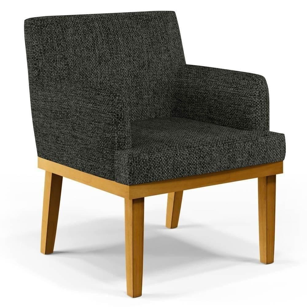 Poltrona Decorativa Sala De Estar E Recepção Vitória W01 Linho Grafite - Mpozenato