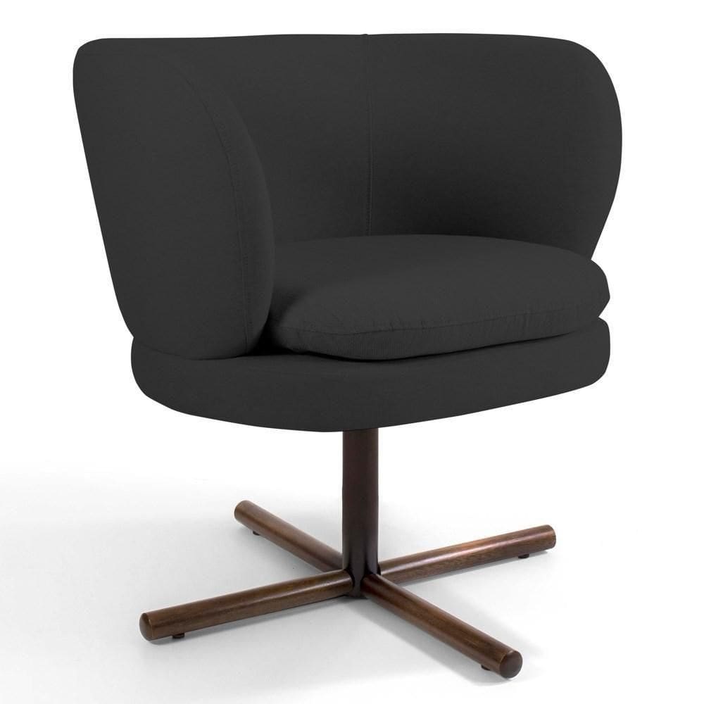 Poltrona Decorativa Sala De Estar Melissa Base Xis Giratória Linho D-465 - Domi