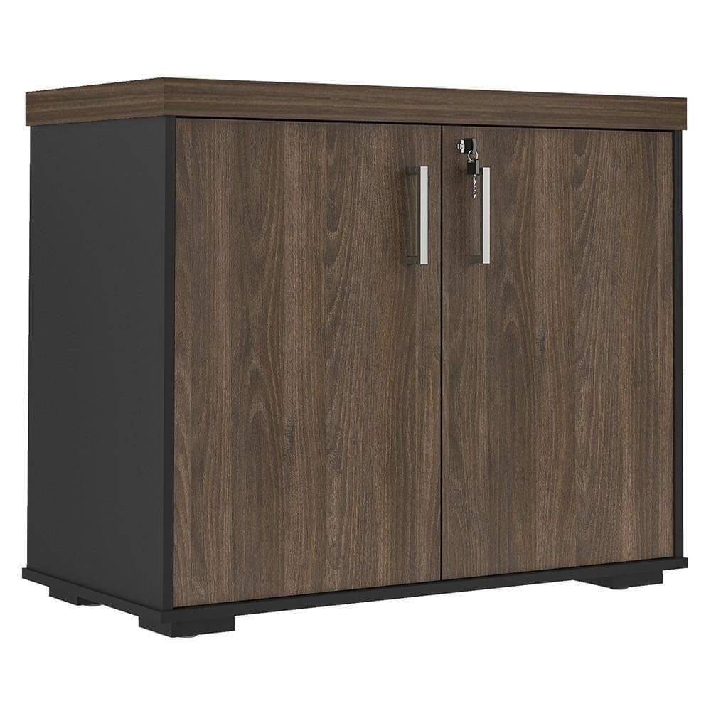 Balcão Para Escritório 90cm 2 Portas Corp A06 Charuto/preto - Mpozenato