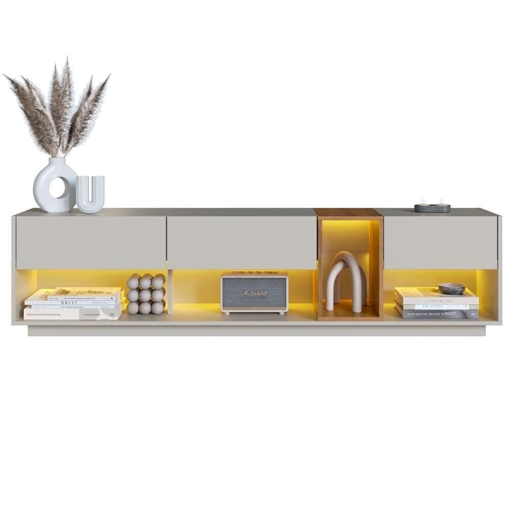 Rack Moderno Com Led 03 Gavetasavetas 180cm Mel Arenas Proddy