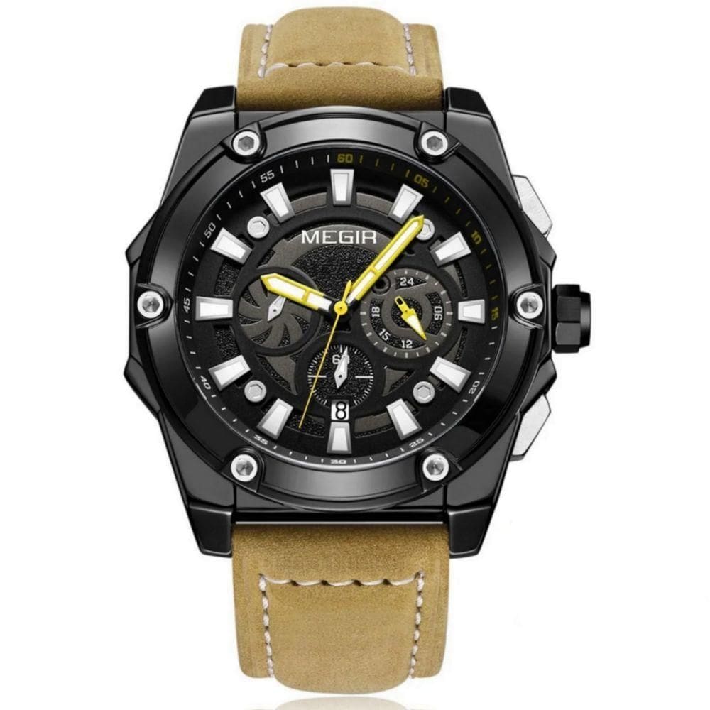 Relógio Masculino Casual Esportivo De Quartzo Com Cronógrafo Impermeavel Bege