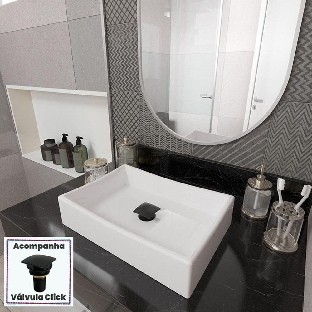 Kit Cuba Dalla Sobrepor Com Válvula Click Black Branco Branco