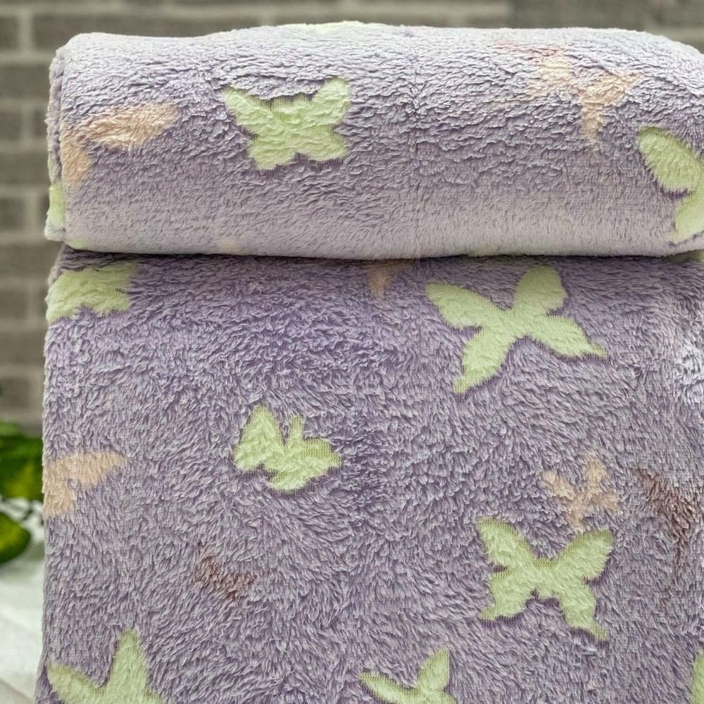 Cobertor Solteiro Infantil Shine Brilha No Escuro Borboletas