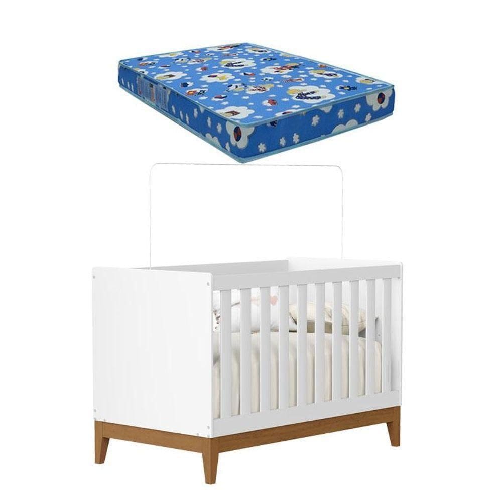 Berço Americano Flip Branco Acetinado Com Colchão Ortobom- Reller