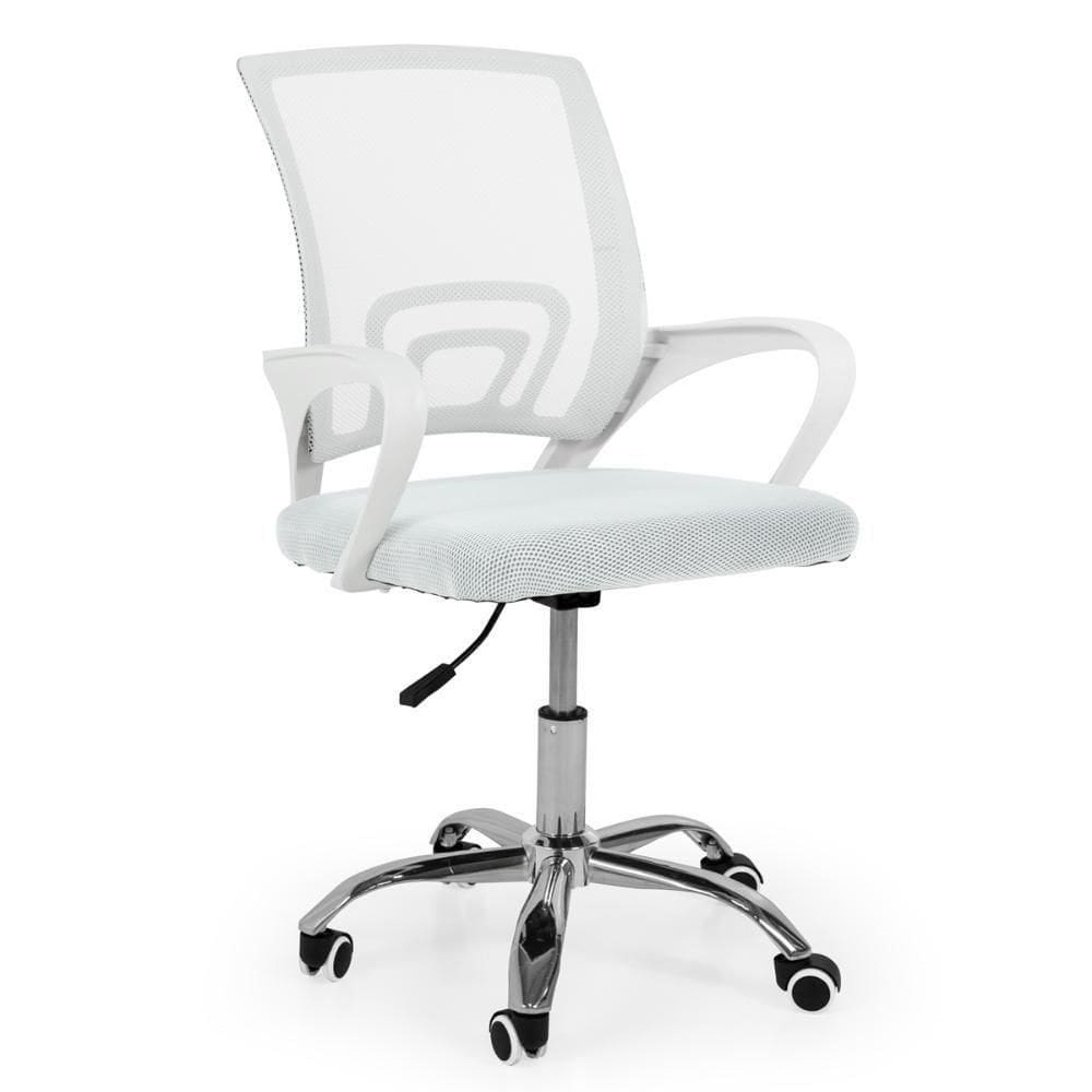 Cadeira Secretária Office Em Tela Mesh Base Giratória - Cor Branco