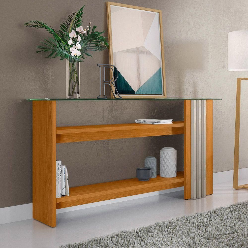 Aparador De Sala Com Prateleiras 150cm Mirezi M20 - D`rossi Cor Cinamomo E Off White