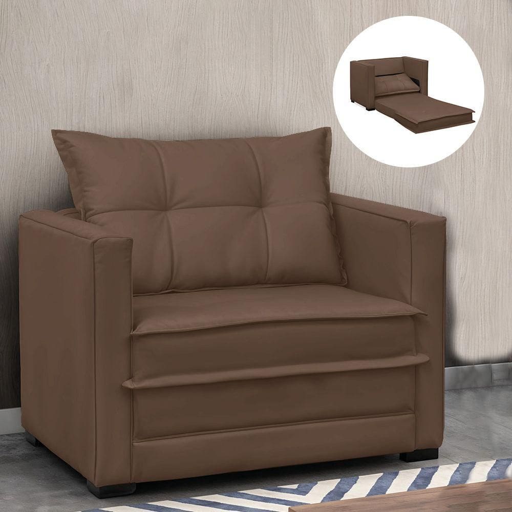 Poltrona Cama Retrátil Solteiro Milenni Veludo Marrom B03 - D`rossi