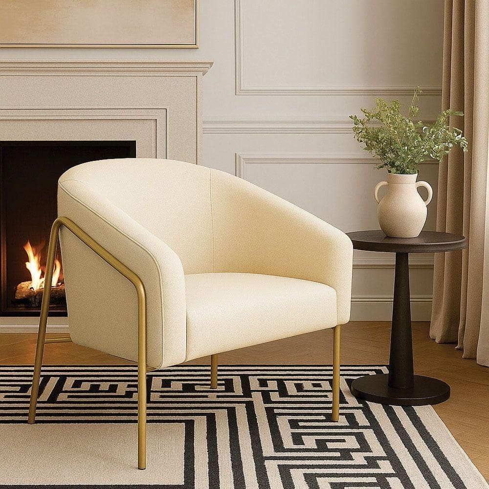 Poltrona Sala Industrial Alta Dourado Stella Linho D03 - D`rossi Cor Bege