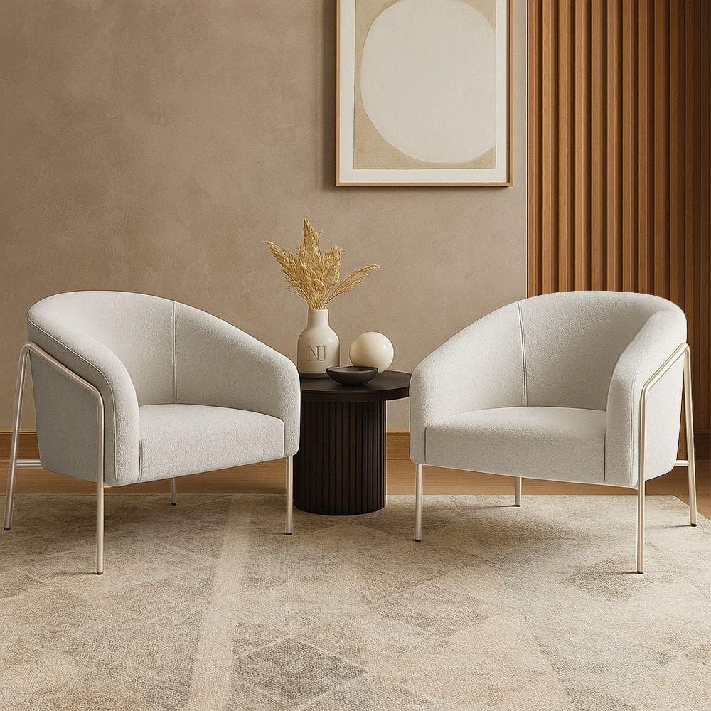 Poltrona Sala Industrial Alta Champanhe Kit 2 Stella Bouclê D03 - D`rossi Cor Cinza