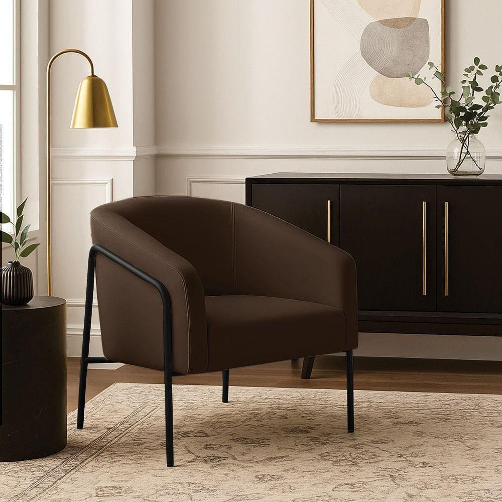 Poltrona Sala Industrial Alta Preto Stella Suede D03 - D`rossi Cor Marrom