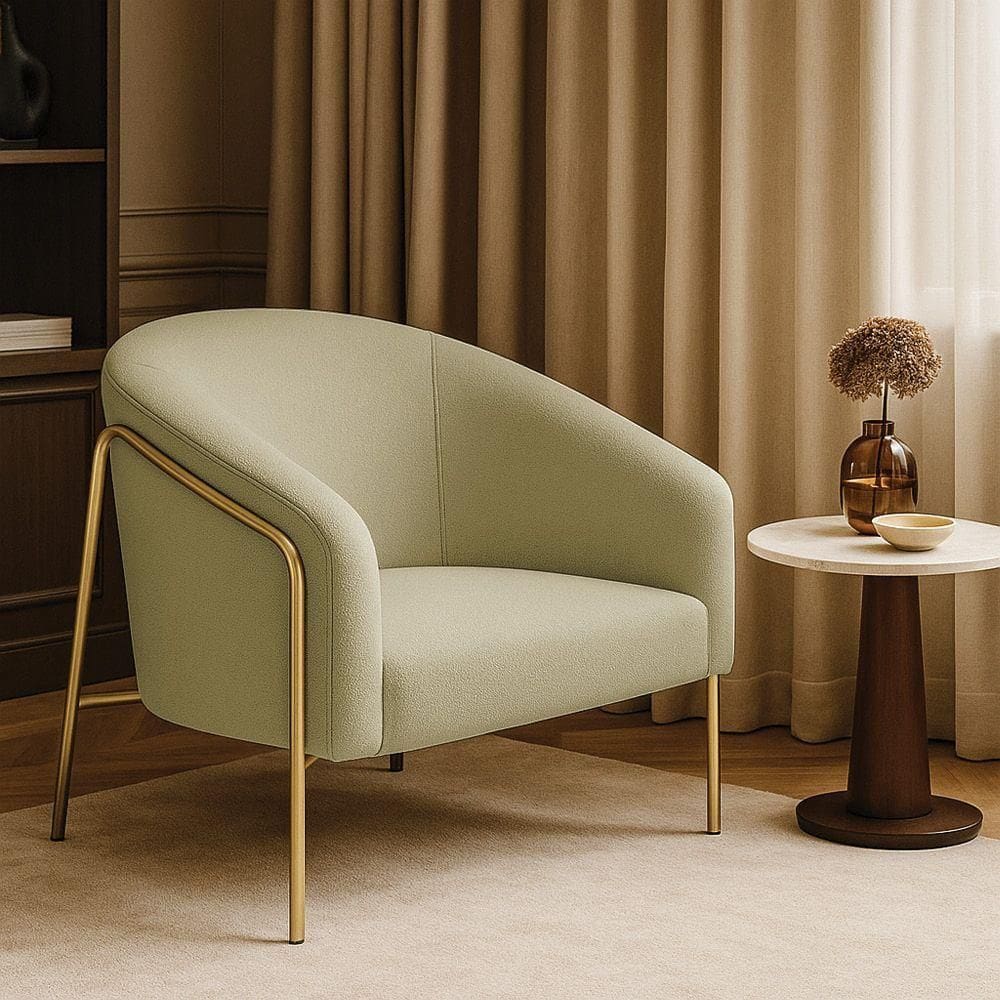 Poltrona Sala Industrial Alta Dourado Stella Bouclê D03 - D`rossi Cor Pistache