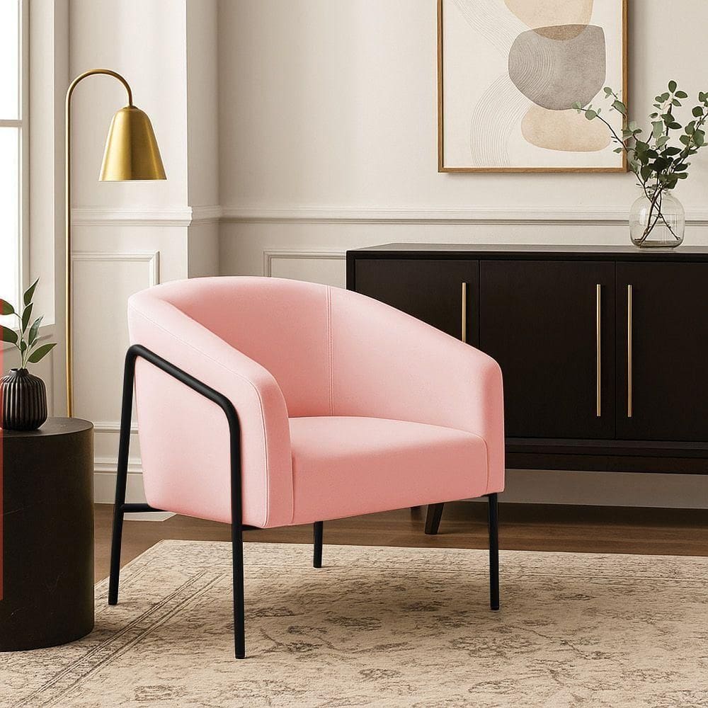 Poltrona Sala Industrial Alta Preto Stella Suede D03 - D`rossi Cor Rosa Bebê