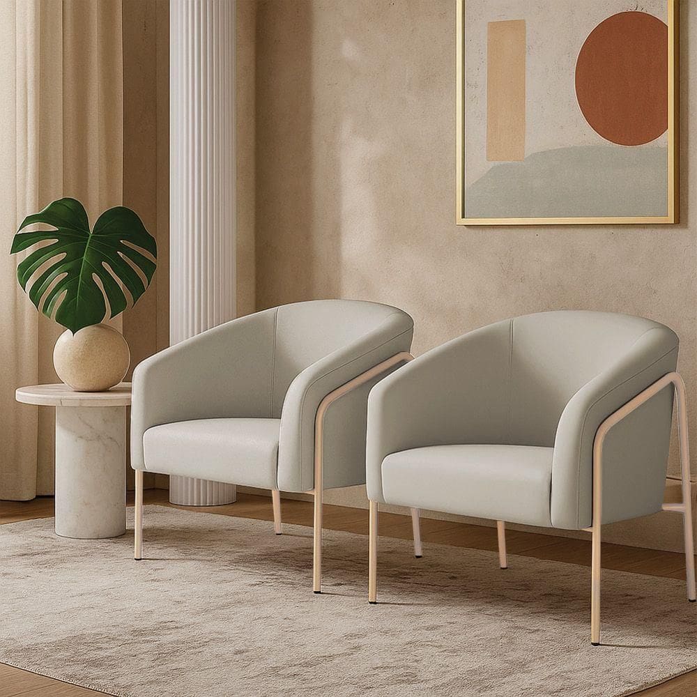 Poltrona Sala Industrial Alta Champanhe Kit 2 Stella Veludo Cinza D03 - D`rossi