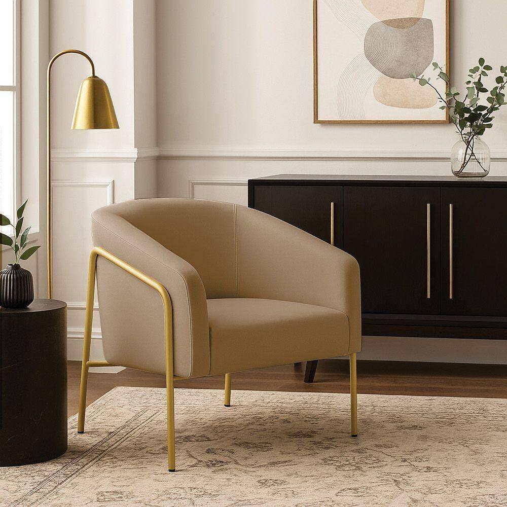 Poltrona Sala Industrial Alta Dourado Stella Suede D03 - D`rossi Cor Marrom Rato