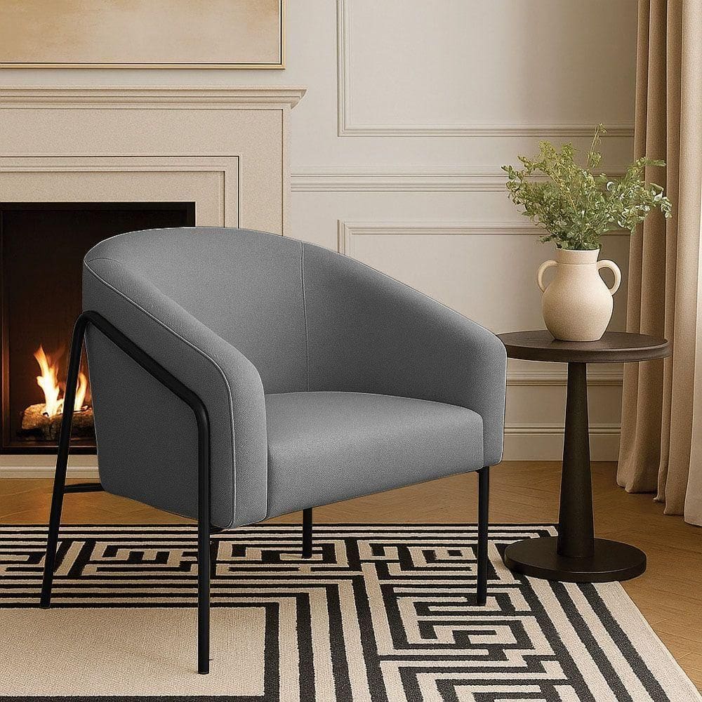 Poltrona Sala Industrial Alta Preto Stella Linho D03 - D`rossi Cor Grafite