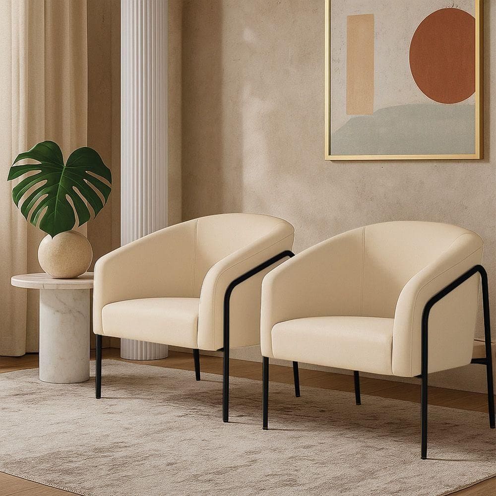 Poltrona Sala Industrial Alta Preto Kit 2 Stella Suede D03 - D`rossi Cor Bege