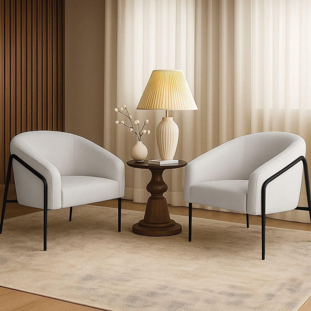 Poltrona Sala Industrial Alta Preto Kit 2 Stella Linho Cinza D03 - D`rossi