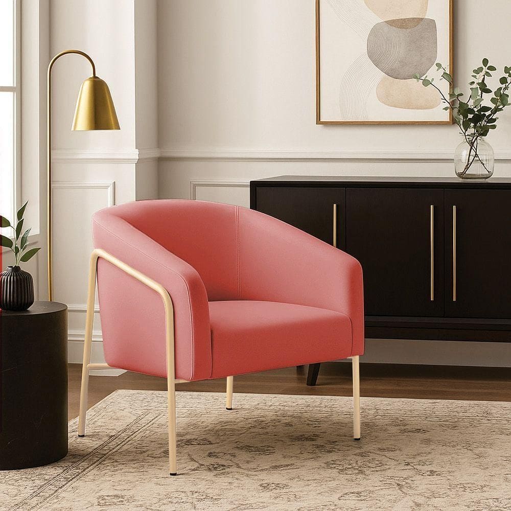 Poltrona Sala Industrial Alta Champanhe Stella Suede D03 - D`rossi Cor Rose