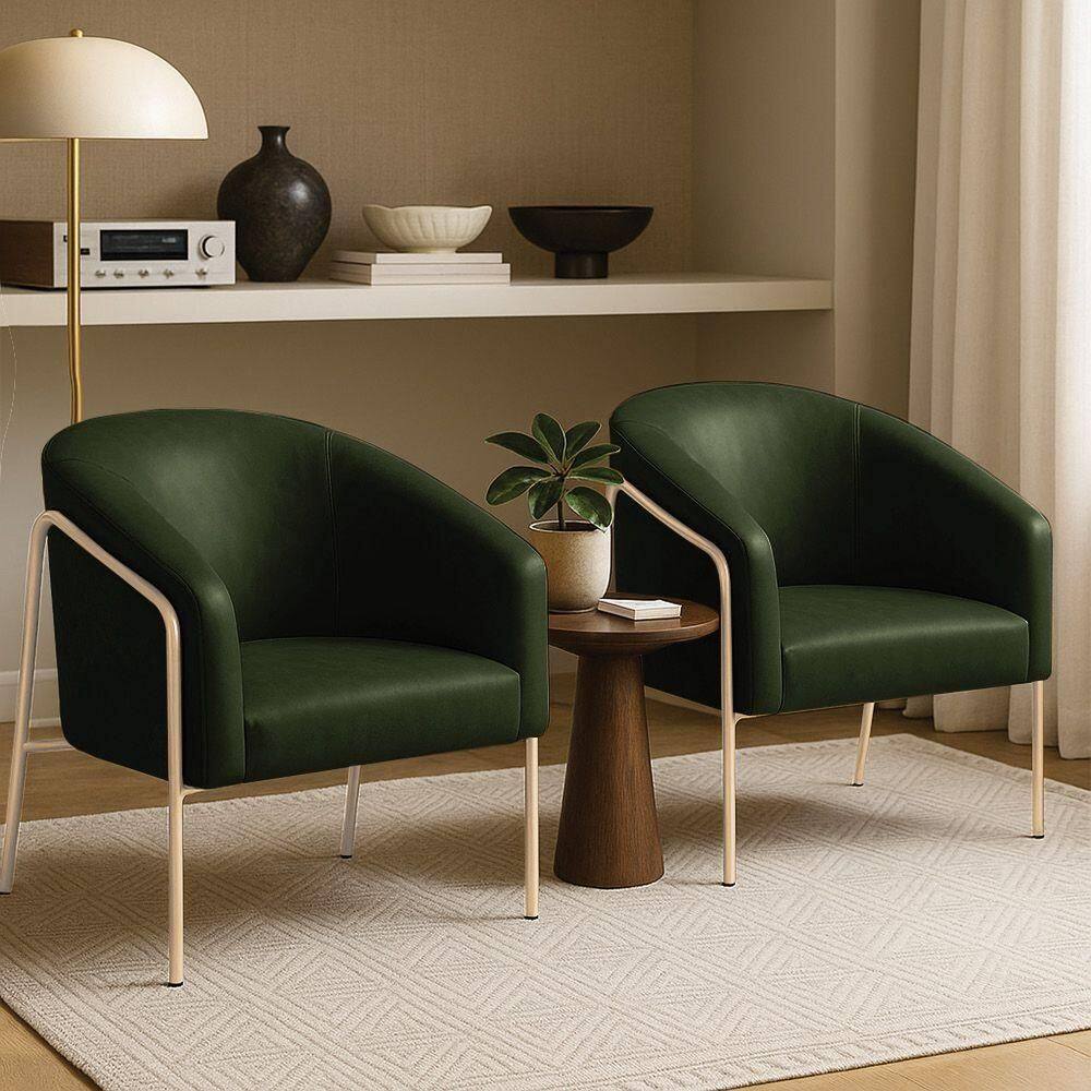 Poltrona Sala Industrial Alta Champanhe Kit 2 Stella Sintético Pu D03 - D`rossi Cor Verde