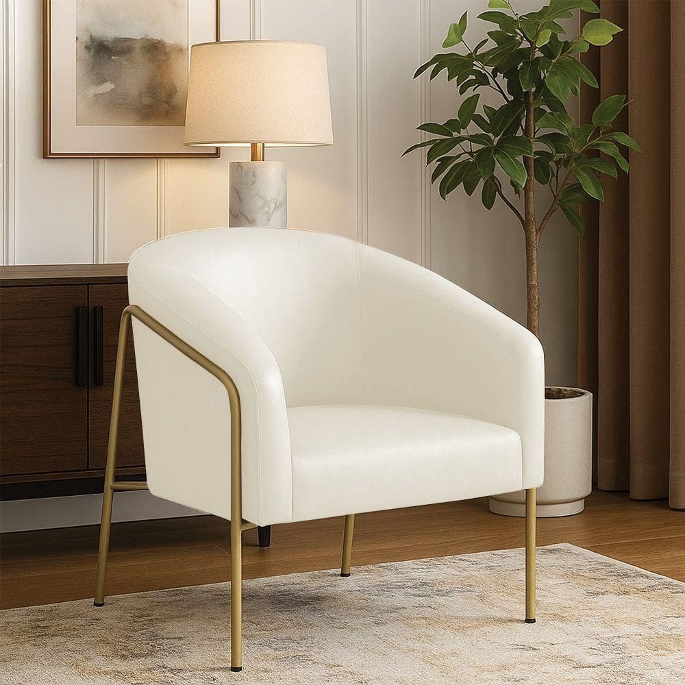 Poltrona Sala Industrial Alta Dourado Stella Sintético Pu D03 - D`rossi Cor Bege