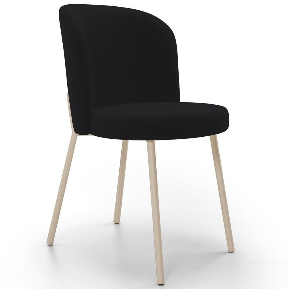 Cadeira Para Sala De Jantar Cozinha Estofada Gavi Arena L02 Suede Preto - Lyam Decor