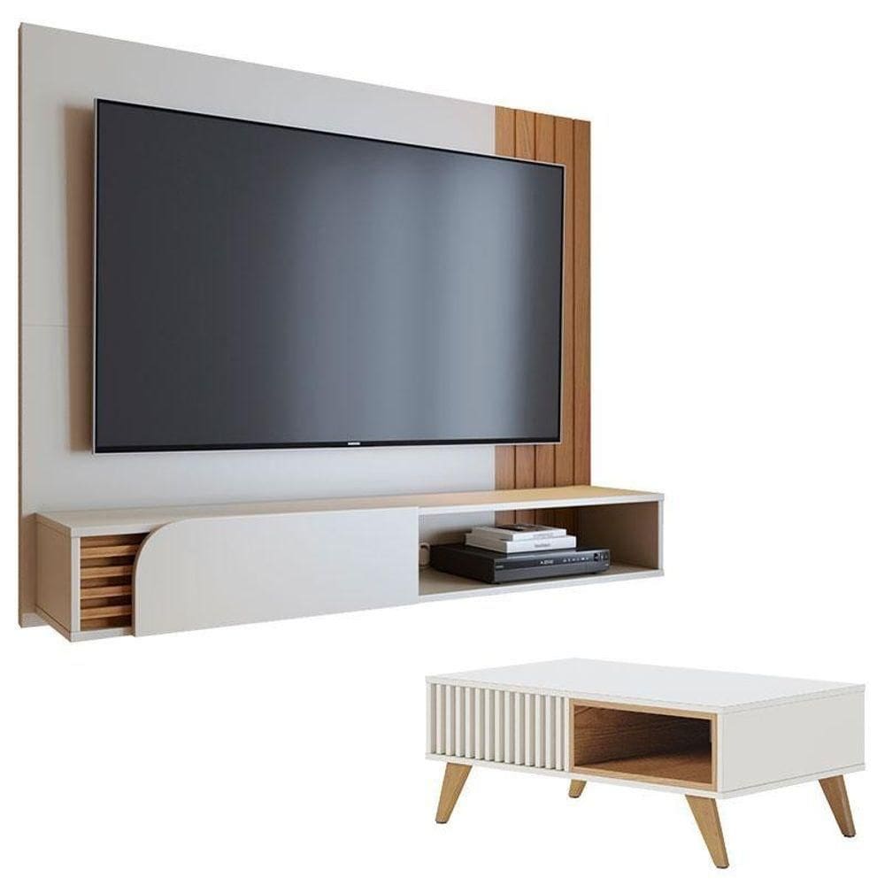 Home Suspenso Jurerê Off White Matte Freijo Com Mesa De Centro Jeri Off White Freijó - Colibri