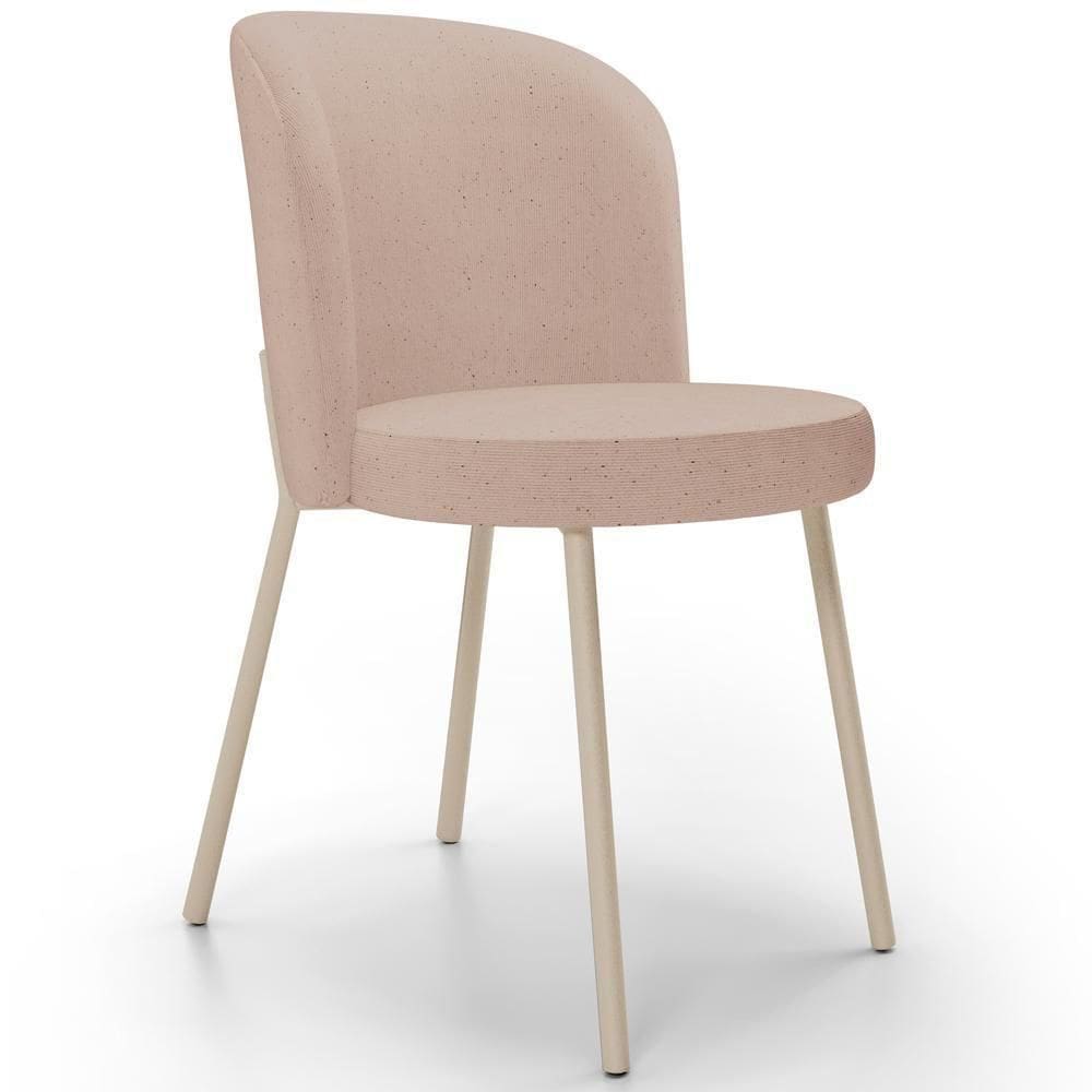 Cadeira Para Sala De Jantar Cozinha Estofada Gavi Arena L02 Linho Rosê - Lyam Decor