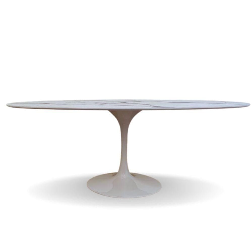 Mesa De Jantar Tulipa Saarinen Oval 2.35x122cm Testurizado Marmore