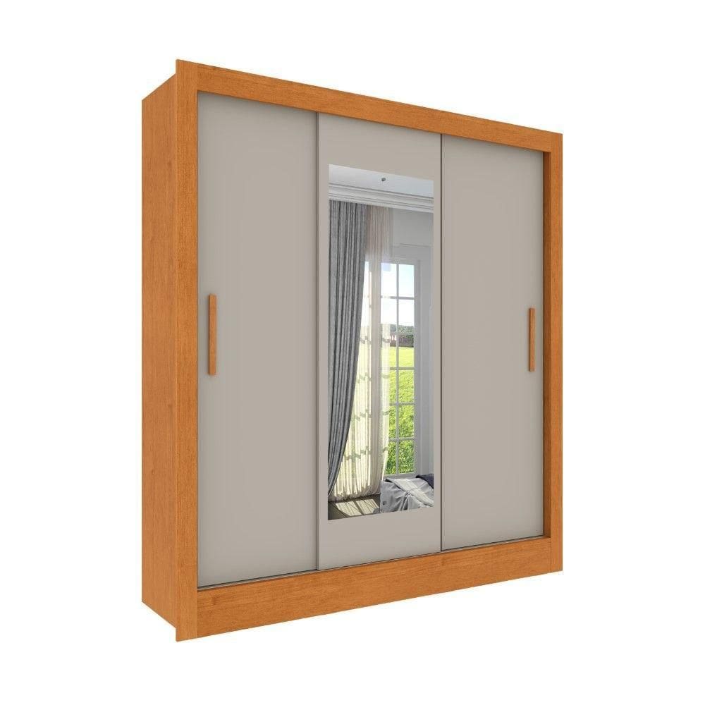 Roupeiro Valência Com Espelho 3 Portas De Correr Tcil Cinamomo-off