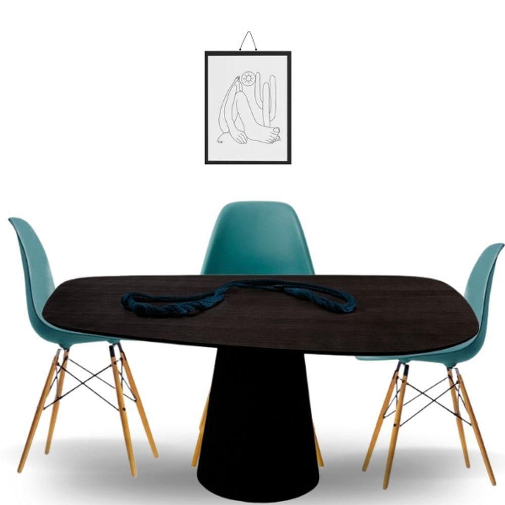 Mesa Oval Organica Flower ;37cm Em Ebano