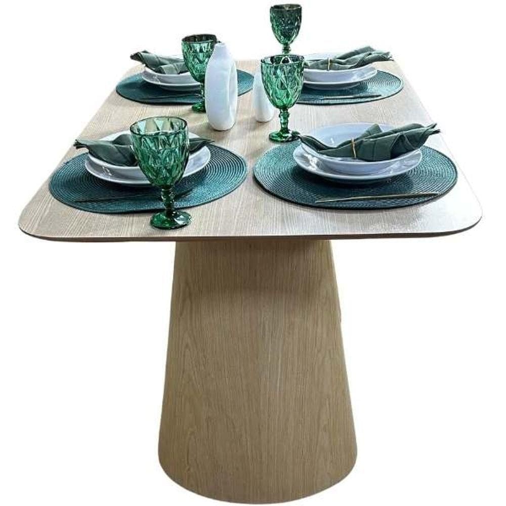 Mesa De Jantar Cone Retangular Vitta 160x90cm Base Fiberglass Laminada Em Freijo Tampo Freijó