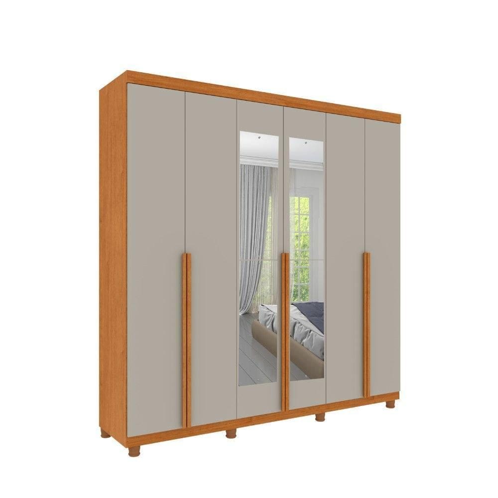 Roupeiro Joinville Com Pés E Espelhos 6 Portas Tcil Cinamomo-off