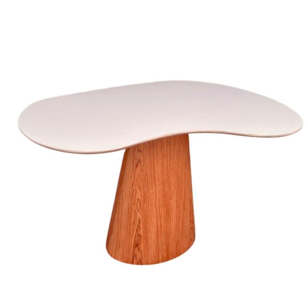 Mesa De Jantar Cone Orgânica Beca 160x90cm Madeira Freijó E Offwhite