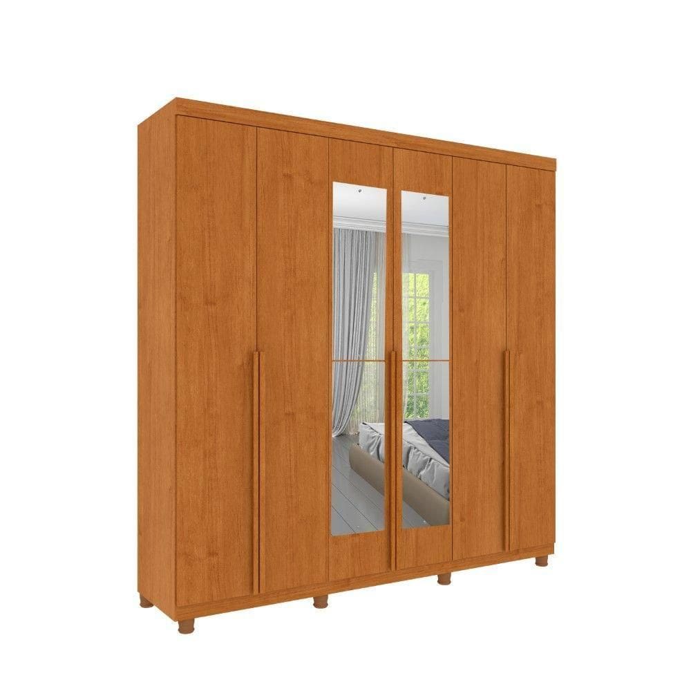 Roupeiro Joinville Com Pés E Espelhos 6 Portas Tcil Cinamomo