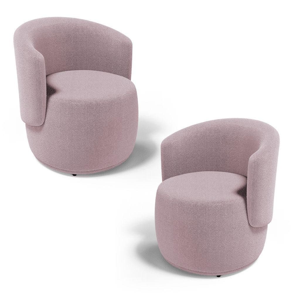 Kit 02 Poltronas Decorativas Aisha Orgânica Bouclê Rosê - Abmaza