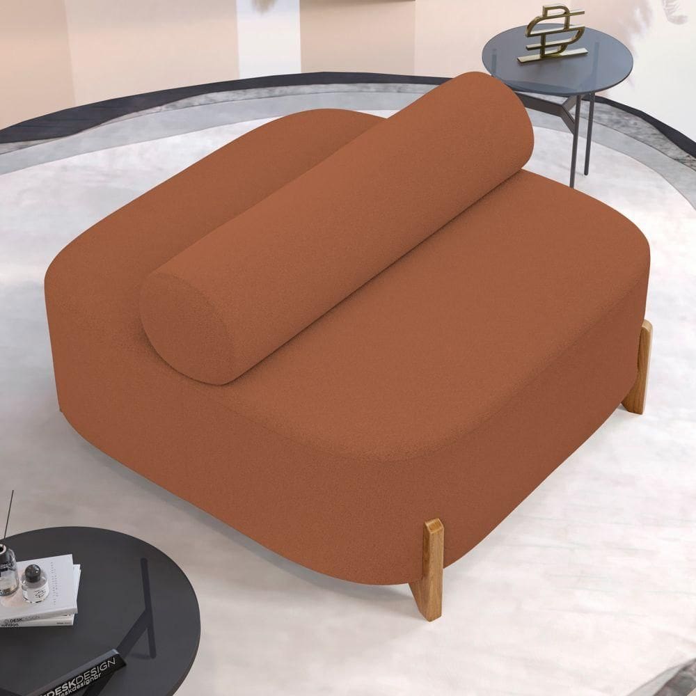 Sofá Ilha Orgânico Living Closet Evo 125cm 02 Lugares Bouclê Terracota - Desk Design Terracota