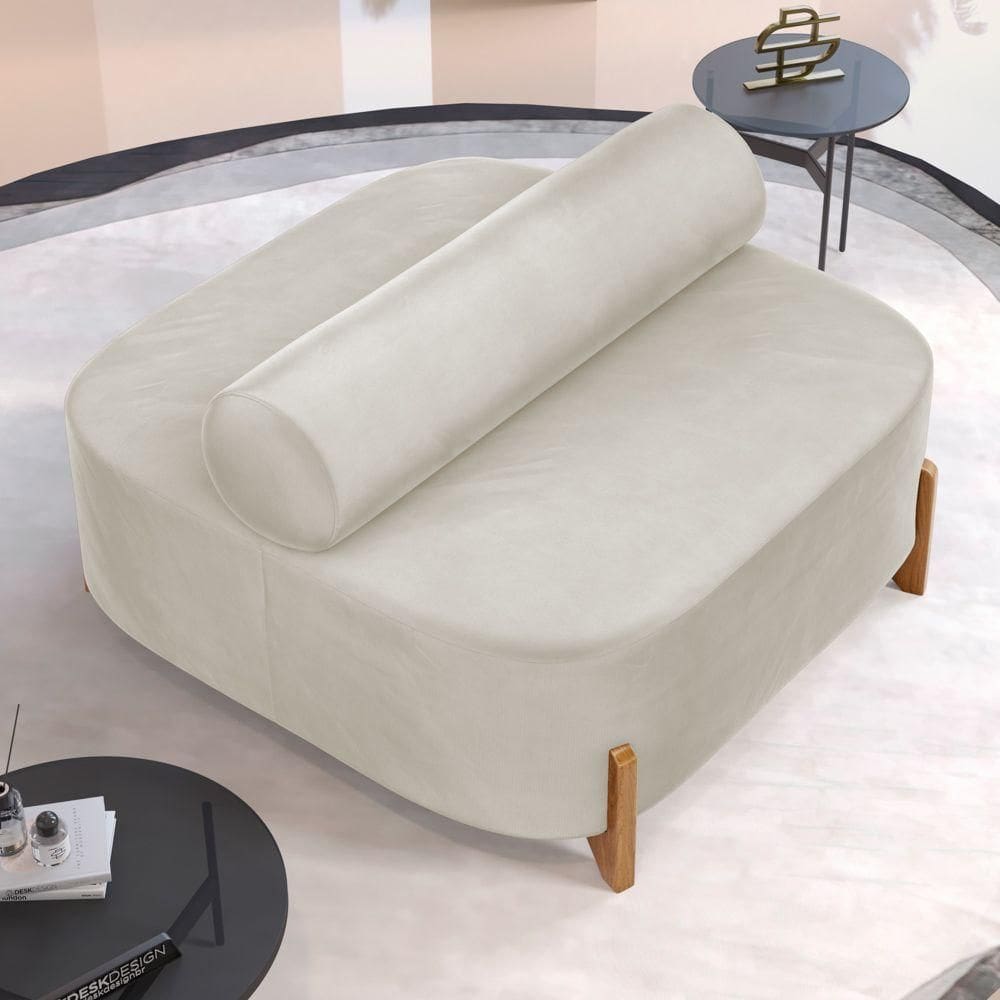 Sofá Ilha Orgânico Living Closet Evo 125cm 02 Lugares Veludo Bege Claro - Desk Design Bege Claro