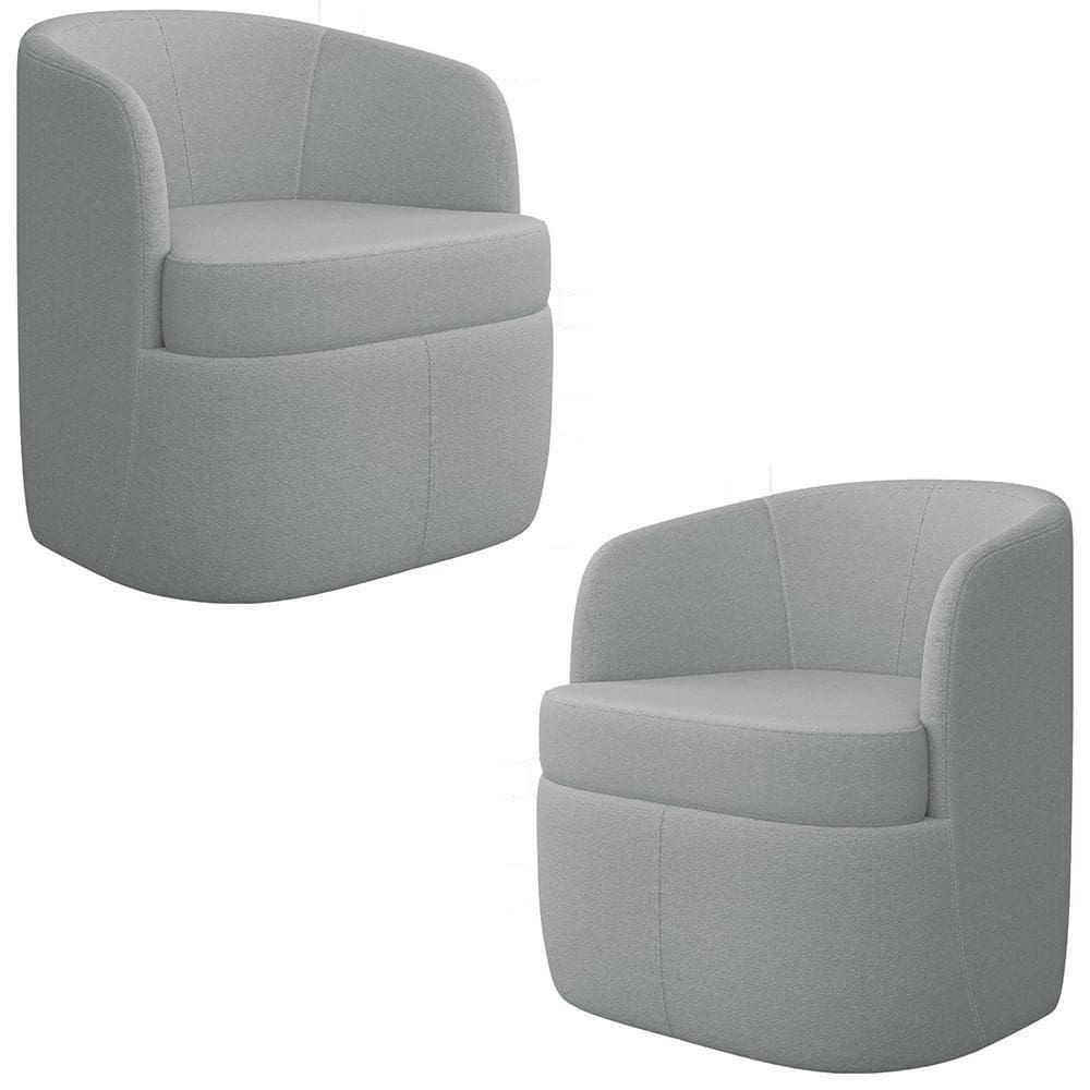 Kit 2 Poltronas Giratória Decorativa Para Sala Dandara Z08 Boucle Cinza Claro - Mpozenato