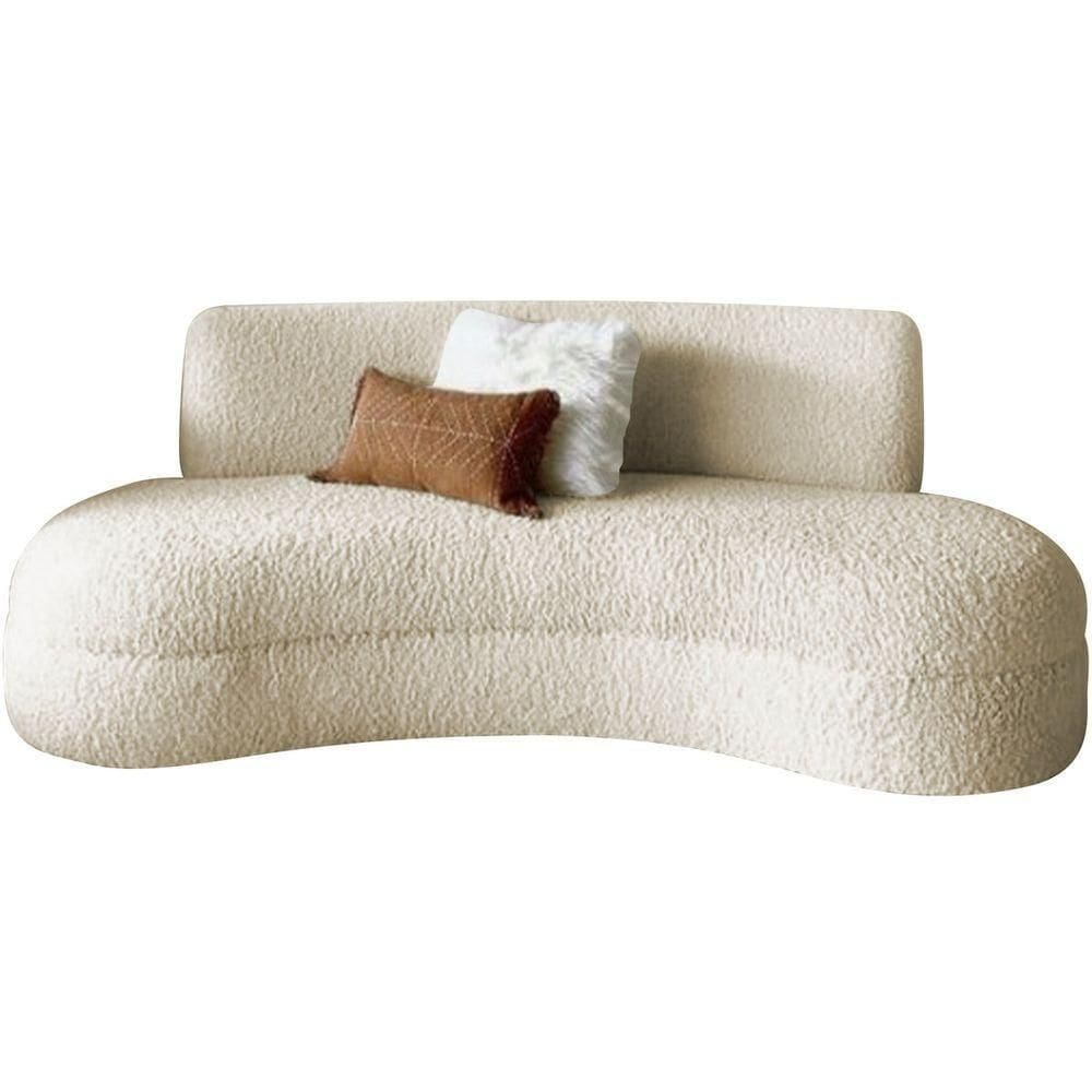 Sofá Divã Curvo Sala De Estar Maria 200 Cm Bouclé - Doce Sonho Móveis Bege