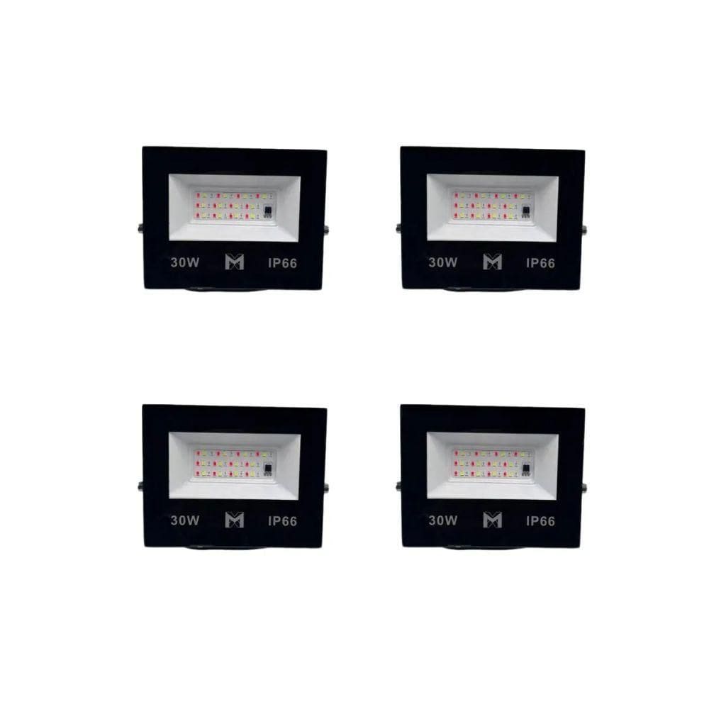 Kit Com 4 Refletores Rgb 30w Holofote Prova D`água Mx-0309