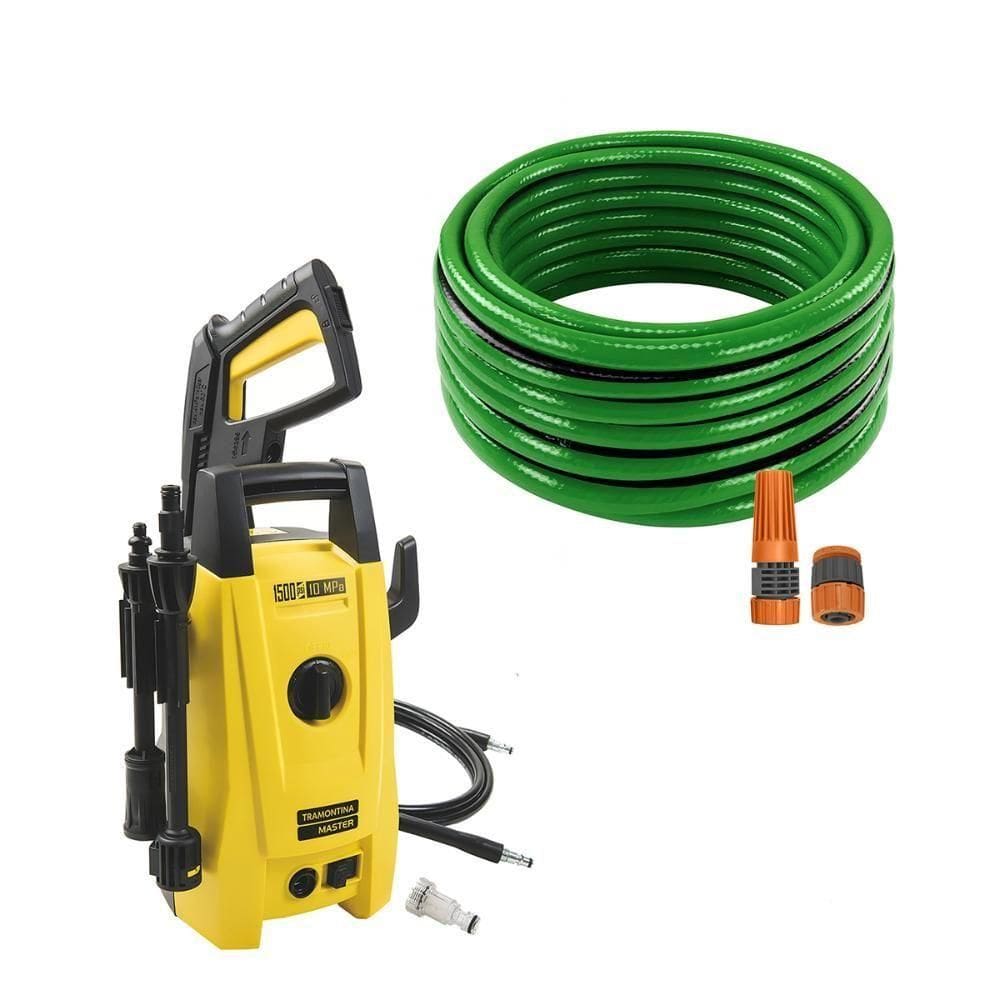 Lavadora Lava Jato Alta Pressão 1200w 220V + Mangueira Verde Pvc 15m Com Acessórios Tramontina 220V
