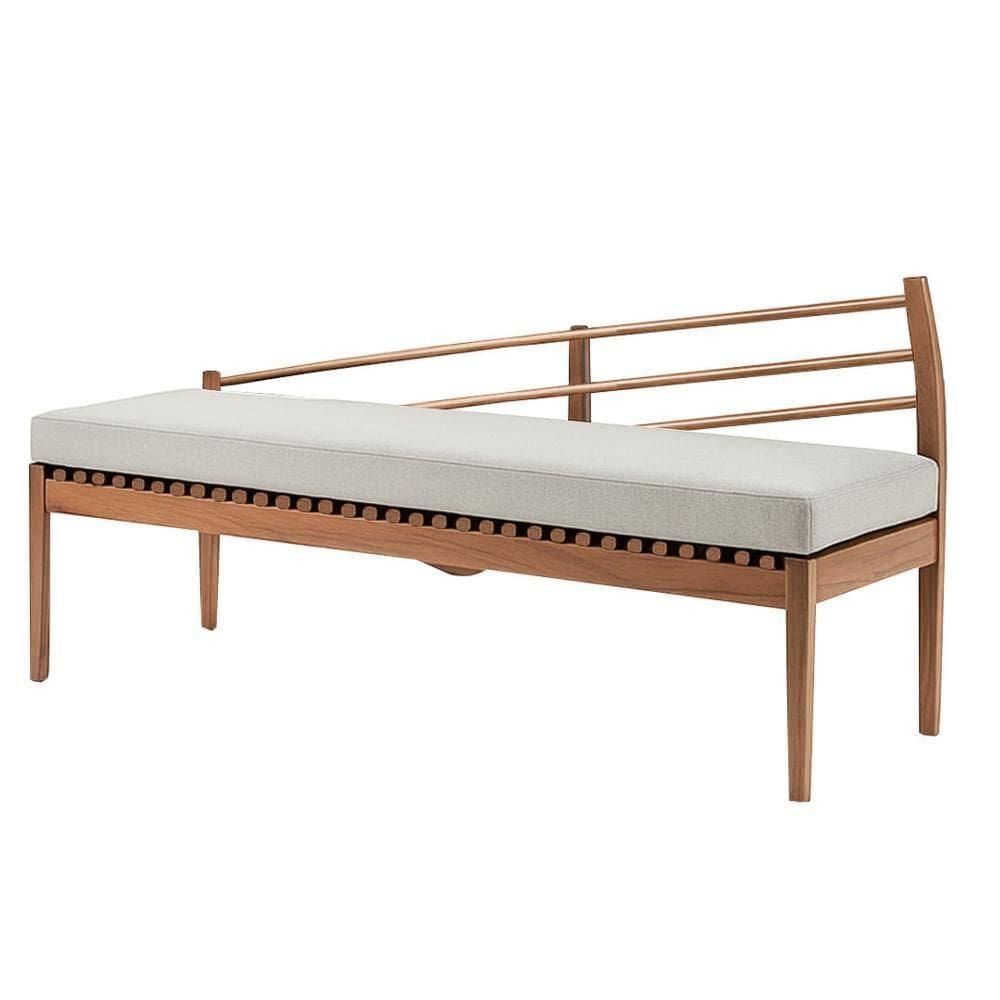 Banco Timeless Ozki 150 Cm Largura Madeira Eucalipto Cedro Tecido Cinza C