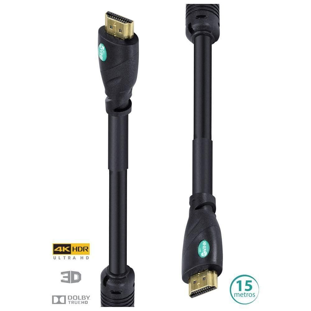 Cabo Hdmi 4k Ultra Hd 3d Conexao Ethernet Com Filtro 15 Metros - H20f-15